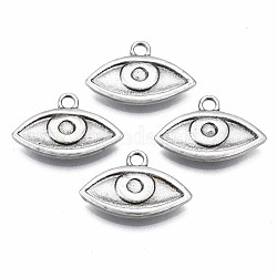 Charms in lega stile tibetano, cadmio & nichel &piombo libero, occhio, Tailandia placcata in argento sterling, 12.5x19x2.5mm, Foro: 1.8 mm