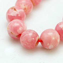 Natural Rhodochrosite Beads Strands, Round, Light Coral, 13~14mm, Hole: 2mm
