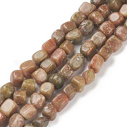 Chapelets de perles en unakite naturelle, pierre roulée, pépites, 7~11x7~9x5~7mm, Trou: 1mm, Environ 45 pcs/chapelet, 15.35'' (39 cm)