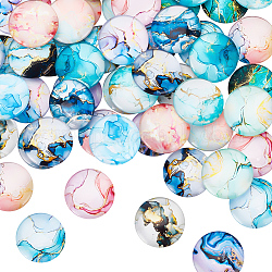 Nbeads Glass Cabochons, Half Round/Dome, Mountain, 25x5.5mm, 16pcs/bag, 4 bags