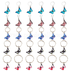 WADORN® 30Pcs 5 Style Alloy Enamel Pendants Decoration, with 304 Stainless Steel Split Rings & Leverback Hoop, Zinc Alloy Lobster Claw Clasps, and Iron Split Key Rings, Mixed Color, 34~47mm, 6pcs/style