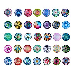 Yilisi Printed Glass Half Round/Dome Cabochons, Mixed Color, 7.2x6.5cm, 50pcs/box