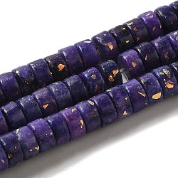 Natürliche Dolomitperlenstränge, mit synthetischen Opal, gefärbt, Scheibe, heishi Perlen, lila, 6x3 mm, Bohrung: 0.8 mm, ca. 124 Stk. / Strang, 15.75'' (40 cm)