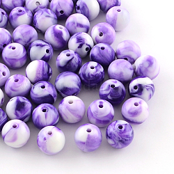 Perles acryliques opaques, ronde, bleu violet, 10mm, Trou: 2mm, environ 950 pcs/500 g