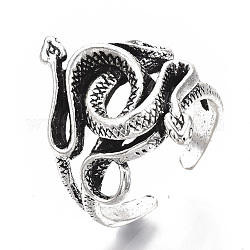 チベット風合金カフ指輪  ヘビ  アンティークシルバー  サイズ10  19mm