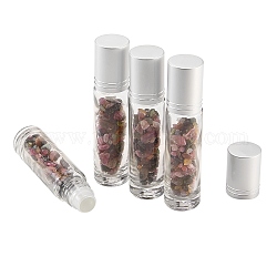 Bouteilles en verre de boule de rouleau, bouteille de parfum rechargeable, avec des perles de tourmaline, pour les soins personnels, 86x19mm, 4 pcs / boîte