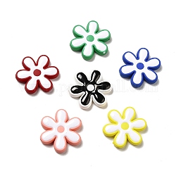Opaque Acrylic Beads, with Enamel, Snowflake, Mixed Color, 25x22.5x4.5mm, Hole: 1.6mm