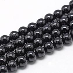 Abalorios naturales turmalina negro hebras, redondo, 11~12mm, agujero: 1 mm, aproximamente 32~35 pcs / cadena, 15.7 pulgada