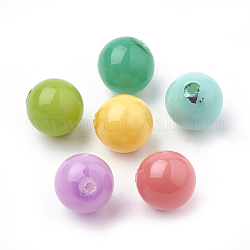 Umweltfreundliche Perlenperlen aus Kunststoffimitat, Geleeart, hoher Glanz, Klasse A, Hälfte gebohrt, Runde, Mischfarbe, 16 mm, Halb Loch: 1.4 mm