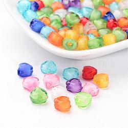Couleur mélangée transparentes perles de coeur acryliques à facettes, Perle en bourrelet, 7x8x5mm, Trou: 2mm