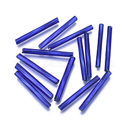 Undurchsichtige, gedrehte Signalhornperlen aus Glas, Rundloch, in Blau Plattiert, 25~26x2.5 mm, Bohrung: 1 mm, ca. 1500 Stk. / Beutel