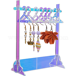 CRASPIRE 1 Set Acrylic Earring Display Stands, Clothes Hanger Shaped Earring Organizer Holder with 8Pcs Hangers, Colorful, Finish Product: 14x5.95x16cm