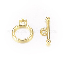 Tibetan Style Alloy Toggle Clasps, Lead Free and Cadmium Free, Ring, Golden, 14x10mm, Hole: 2mm