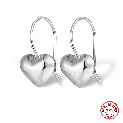 Boucles d'oreilles pendantes en argent sterling plaqué rhodium 925, cœur, platine, 21x11mm