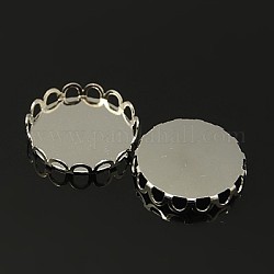 Brass Lace Edge Bezel Cups, Cabochon Settings, Cadmium Free & Lead Free, Flat Round, Platinum, Tray: 18mm