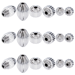 Unicraftale 18pcs 3 style 304 perles ondulées en acier inoxydable, rond & lanterne & riz, couleur inoxydable, 6 pièces / style