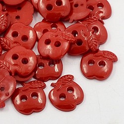 Bottoni da cucire acrilico per costume design , bottoni plastico, 2-foro, tinto, mela, rosso scuro, 22x21x3mm, Foro: 3 mm