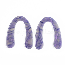 Grandi pendenti in cellulosa acetato (resina), forma u, viola medio, 52x42x2.5mm, Foro: 1.4 mm