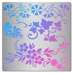 GORGECRAFT 6.3 Inch Metal Stencil Flower Pattern Stencils Reusable Stainless Steel Decoration Stencils for Painting on Wood Wall Fabric Chalkboard Canvas