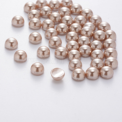 Halbrunde ABS-Kunststoff-Perlen-Cabochons, diy lose perlen cabochons für gesicht schönheit make-up nagelkunst handwerk diy telefonherstellung, hoher Glanz, rosigbraun, 8x5 mm