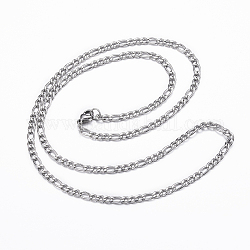 Collares de cadena de 304 acero inoxidable Figaro, con cierre de langosta, color acero inoxidable, 23.62 pulgada (60 cm), 3.5x1mm