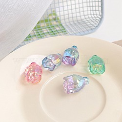 Perle acrylique transparentes , fleur, couleur mixte, 21.3x15.7x14mm, Trou: 3.5mm