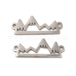 201 Stainless Steel Connector Charms, Hollow Mountain Links, Stainless Steel Color, 21.5x8x1mm, Hole: 1.4mm