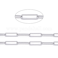 304 Stainless Steel Paperclip Chains, Drawn Elongated Cable Chains, Unwelded, with Spool, Stainless Steel Color,14x4x1mm, about 32.8 Feet(10m)/roll