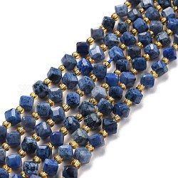 Natürliche Dumortierit-Perlenstränge, mit Glasperlen, facettiert, diagonale Würfelperlen, Klasse A, 5~6x5~6x4~5 mm, Bohrung: 1 mm, ca. 49~55 Stk. / Strang, 15.35''~15.75'' (39~40 cm)