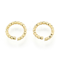 Latón anillos del salto abierto, sin níquel, textura, real 18k chapado en oro, 8x1.2mm
