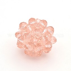 Perle tessute rotonde di cristallo di vetro trasparente, perline a grappolo, salmone scuro, 14mm, perline: 4 mm