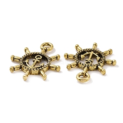 Charms in lega stile tibetano, timone con ancora, oro antico, 12x10x9.5mm, Foro: 5 mm, circa 471pcs/1000g