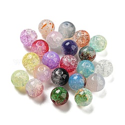 Peinture en aérosol transparente perles de verre craquelées, ronde, couleur mixte, 10mm, Trou: 1.6mm, 200 pcs /sachet 
