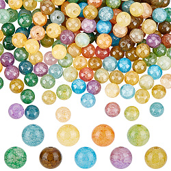 ARRICRAFT 270Pcs 9 Colors Imitation Cracked Jade Glass Beads Sets, Round, Mixed Color, 8x7.5mm, Hole: 1.4mm, 30pcs/color
