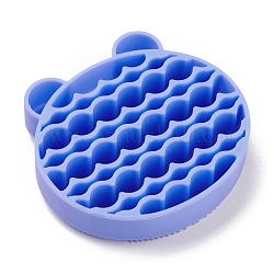Pennello per la pulizia del trucco in silicone strumento di lavaggio portatile per tappetino scrubber, doppio dovere, forma dell'orso, dodger blu, 10.4x11x2.5cm