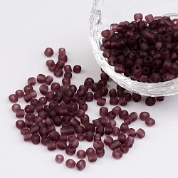 6/0 Frosted Round Glass Seed Beads, Rosy Brown, Size: about 4mm in diameter, hole:1.5mm, about 495pcs/50g