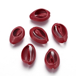 Shell perle naturali, tinto, shell ciprea, rosso scuro, 15~19x10~13x6~7mm, Foro: 1~3 mm