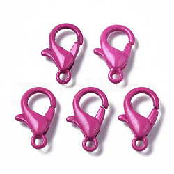 Spray Painted Eco-Friendly Alloy Lobster Claw Clasps, Cadmium Free & Nickel Free & Lead Free, Camellia, 12.5x8x3mm, Hole: 1.2mm