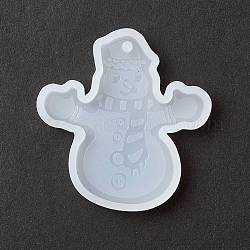 Christmas Theme DIY Snowman Pendant Silicone Molds, Resin Casting Molds, for UV Resin & Epoxy Resin Jewelry Making, White, 54x51x7mm, Hole: 2.5mm