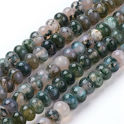 Natur Moos Achat Perlen Stränge, Rondell, 8x5.5 mm, Bohrung: 1 mm, ca. 74 Stk. / Strang, 15.7 Zoll (40 cm)