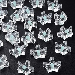 Transparente Acryl Perlen, Perle in Perlen, Krone, Aquamarin, 14x17.5x7 mm, Bohrung: 2 mm, ca. 581 Stk. / 500 g
