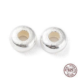 Perles 925 en argent sterling, rondelle, couleur d'argent, 3.4x1.8mm, Trou: 1.2mm