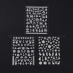 Luminous Nail Art Stickers Decals, DIY Nail Art Decoration, Christmas Themed Mixed Pattern, White, 105.5x80x0.1mm