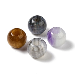Perline europee glitterate in resina, perline con foro grande, rondelle, colore misto, 13.5x11~11.5mm, Foro: 6 mm