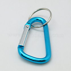 Aluminium Schlüsselkarabiner, mit Eisenklammern, Oval, Himmelblau, 57x30.5 mm