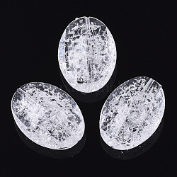 Perles en acrylique transparentes craquelées, ovale, clair, 32x23x11mm, Trou: 1.5mm, environ 130 pcs/500 g