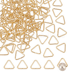 PandaHall Elite Brass Triangle Linking Ring, Buckle Clasps, Quick Link Connector, Fit for Top Drilled Beads, Webbing, Strapping Bags, Golden, 7x7.5x0.8mm, 100pcs/box