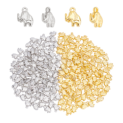 Pandahall elite 200pcs 2 couleurs ccb pendentifs en plastique, forme d'éléphant, platine et d'or, 15.5x12x4.5mm, Trou: 1.6mm, 100 pcs / couleur