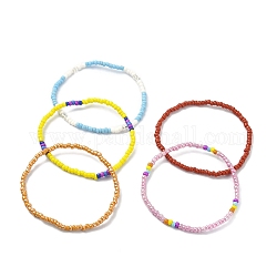 5 set di braccialetti elastici con perline di semi di vetro a 5 colori, colore misto, diametro interno: 2-1/8 pollice (5.3 cm), 1pc / color