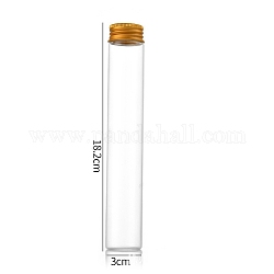 Clear Glass Bottles Bead Containers, Screw Top Bead Storage Tubes with Aluminum Cap, Column, Golden, 3x18cm, Capacity: 100ml(3.38fl. oz)